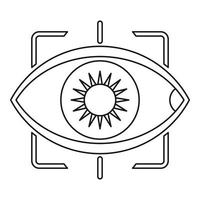 oeil avec style de contour d'icône d'objectif de caméra intégré vecteur