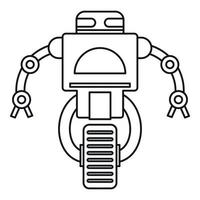 robot sur icône de roue, style de contour vecteur