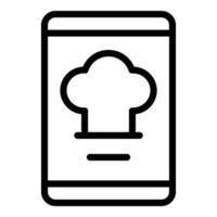 vecteur de contour d'icône de menu de cuisinier de smartphone. livraison de nourriture