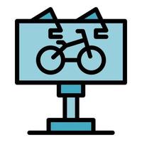 panneau d'affichage vélo louer icône couleur contour vecteur