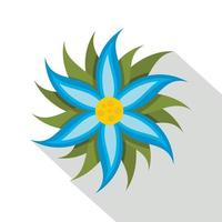 icône de fleur bleue, style plat vecteur
