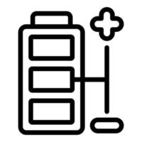 vecteur de contour d'icône de batterie plus moins. mobile électrique