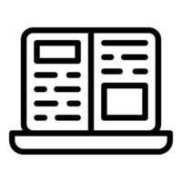 vecteur de contour d'icône de journal en ligne pour ordinateur portable. livre numérique