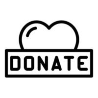 faire un don vecteur de contour d'icône d'argent d'amour. aide sociale