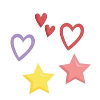 coloré coeur et étoile décoration illustration vecteur clipart