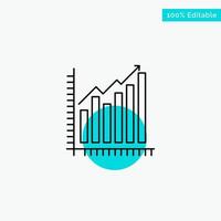 graphique analytique business diagramme marketing statistiques tendances turquoise point culminant cercle point vecteur icône