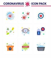 9 illustrations de vecteur de pandémie de virus corona couleur plate germes d'infection de microbe sanguin coronavirus viral sain 2019nov éléments de conception de vecteur de maladie