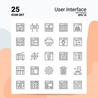 25 jeu d'icônes d'interface utilisateur 100 fichiers eps modifiables 10 idées de concept de logo d'entreprise conception d'icône de ligne vecteur