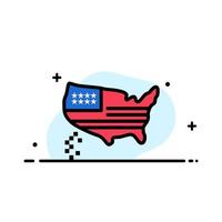 carte américaine thanksgiving usa affaires ligne plate remplie icône vecteur bannière modèle