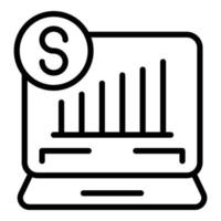 vecteur de contour d'icône d'ordinateur portable de finances. stratégie numérique