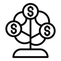 vecteur de contour d'icône de revenu d'arbre d'argent. entreprise passive