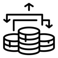 vecteur de contour d'icône d'argent bitcoin. revenu passif