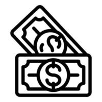 vecteur de contour d'icône de crédit d'argent en espèces. petite banque