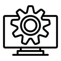 vecteur de contour d'icône de moniteur d'équipe d'engrenage. code d'application