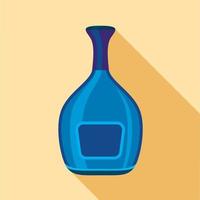 icône de bouteille large bleue, style plat vecteur