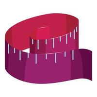 icône de ruban à mesurer violet, style cartoon vecteur