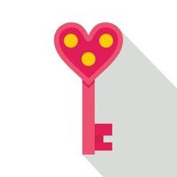 icône de clé d'amour, style plat vecteur