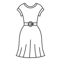 robe féminine avec icône de ceinture, style de contour vecteur