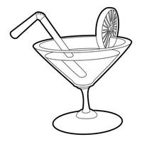 icône cocktail, style de contour vecteur