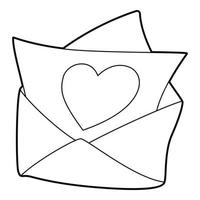 icône de lettre d'amour, style de contour vecteur
