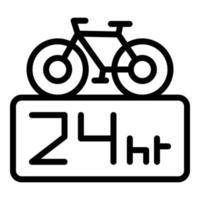 Vecteur de contour d'icône de location de vélo 24 heures sur 24. application publique