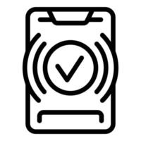 vecteur de contour d'icône d'approbation d'application de téléphone. financement par crédit