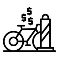 vecteur de contour d'icône de vélo de ville de location. système de stationnement