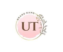 initial ut logo féminin. utilisable pour les logos nature, salon, spa, cosmétique et beauté. élément de modèle de conception de logo vectoriel plat.