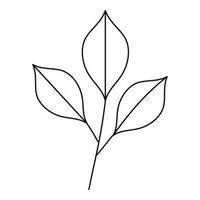icône de trois feuilles, style de contour vecteur