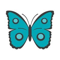 papillon avec des cercles sur l'icône des ailes, style plat vecteur