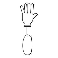 icône de main de prothèse, style de contour vecteur