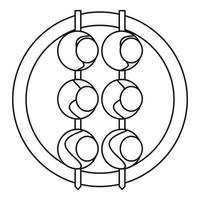 icône shashlik asiatique, style de contour vecteur
