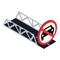 vecteur isométrique d'icône de signe interdit. pont pas de voiture ou pas de panneau de signalisation de stationnement