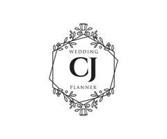 cj initiales lettre collection de logos de monogramme de mariage, modèles minimalistes et floraux modernes dessinés à la main pour cartes d'invitation, réservez la date, identité élégante pour restaurant, boutique, café en image vectorielle vecteur