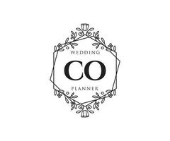 co initiales lettre mariage monogramme logos collection, modèles minimalistes et floraux modernes dessinés à la main pour cartes d'invitation, réservez la date, identité élégante pour restaurant, boutique, café en image vectorielle vecteur