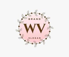 logo féminin wv initial. utilisable pour les logos nature, salon, spa, cosmétique et beauté. élément de modèle de conception de logo vectoriel plat.