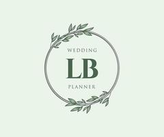 lb initiales lettre collection de logos de monogramme de mariage, modèles minimalistes et floraux modernes dessinés à la main pour cartes d'invitation, réservez la date, identité élégante pour restaurant, boutique, café en image vectorielle vecteur