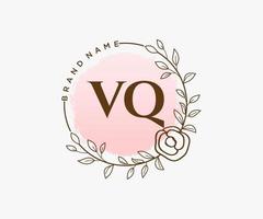 logo féminin vq initial. utilisable pour les logos nature, salon, spa, cosmétique et beauté. élément de modèle de conception de logo vectoriel plat.