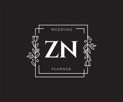 logo féminin initial zn. utilisable pour les logos nature, salon, spa, cosmétique et beauté. élément de modèle de conception de logo vectoriel plat.