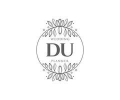 du initiales lettre mariage monogramme logos collection, modèles minimalistes et floraux modernes dessinés à la main pour cartes d'invitation, réservez la date, identité élégante pour restaurant, boutique, café en image vectorielle vecteur