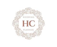 hc initiales lettre mariage monogramme logos collection, modèles minimalistes et floraux modernes dessinés à la main pour cartes d'invitation, réservez la date, identité élégante pour restaurant, boutique, café en image vectorielle vecteur