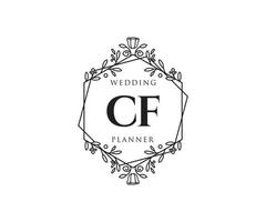 cf initiales lettre collection de logos de monogramme de mariage, modèles minimalistes et floraux modernes dessinés à la main pour cartes d'invitation, réservez la date, identité élégante pour restaurant, boutique, café en image vectorielle vecteur