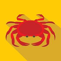 icône de gros crabe rouge, style plat vecteur