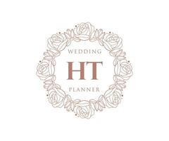 ht initiales lettre collection de logos de monogramme de mariage, modèles minimalistes et floraux modernes dessinés à la main pour cartes d'invitation, réservez la date, identité élégante pour restaurant, boutique, café en image vectorielle vecteur