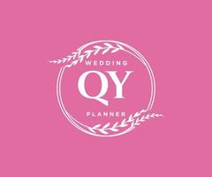 qy initiales lettre collection de logos de monogramme de mariage, modèles minimalistes et floraux modernes dessinés à la main pour cartes d'invitation, réservez la date, identité élégante pour restaurant, boutique, café en image vectorielle vecteur