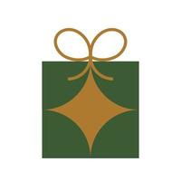 vecteur isolé d'élément de Noël géométrique. carré géométrique de mosaïque de vacances de nouvel an, cadeau ou boîte, forme abstraite moderne. illustration décorative minimaliste du nouvel an.