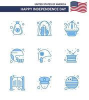 9 icônes créatives des états-unis signes d'indépendance modernes et symboles du 4 juillet de l'état casque gâteau de football des états-unis éléments de conception vectoriels modifiables de la journée des états-unis vecteur