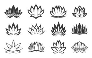 icônes de lotus, spa et fleur orientale de l'ayurveda vecteur