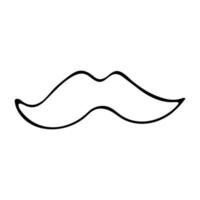 moustache du père noël sur fond blanc dans le style de doodle noir et blanc vecteur