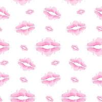 coups de pinceau abstrait modèle sans couture en forme de lèvres dans des tons roses à la mode à l'aquarelle vecteur